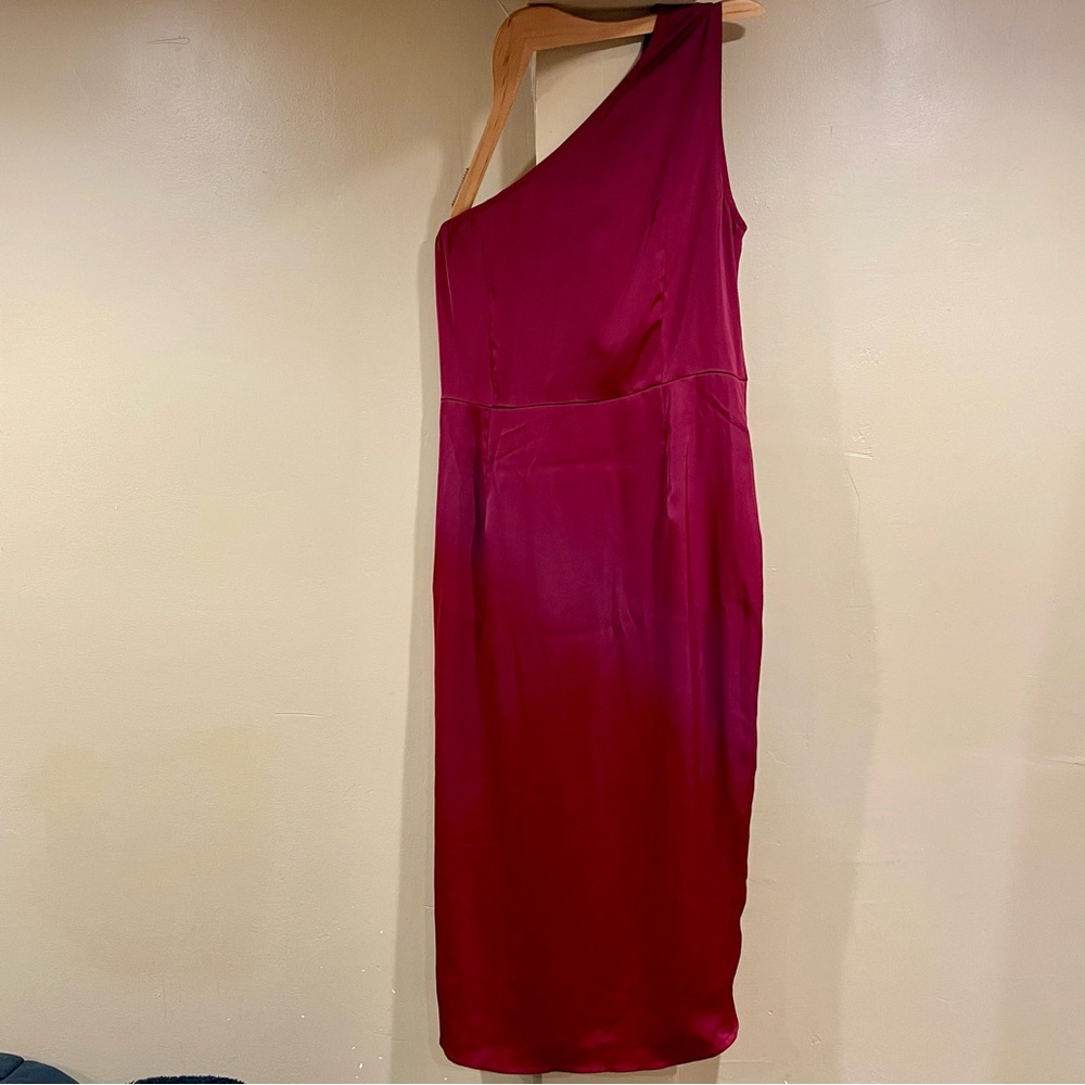 PRETTYGARDEN Burgundy One Shoulder Dress - Picture 3 of 6